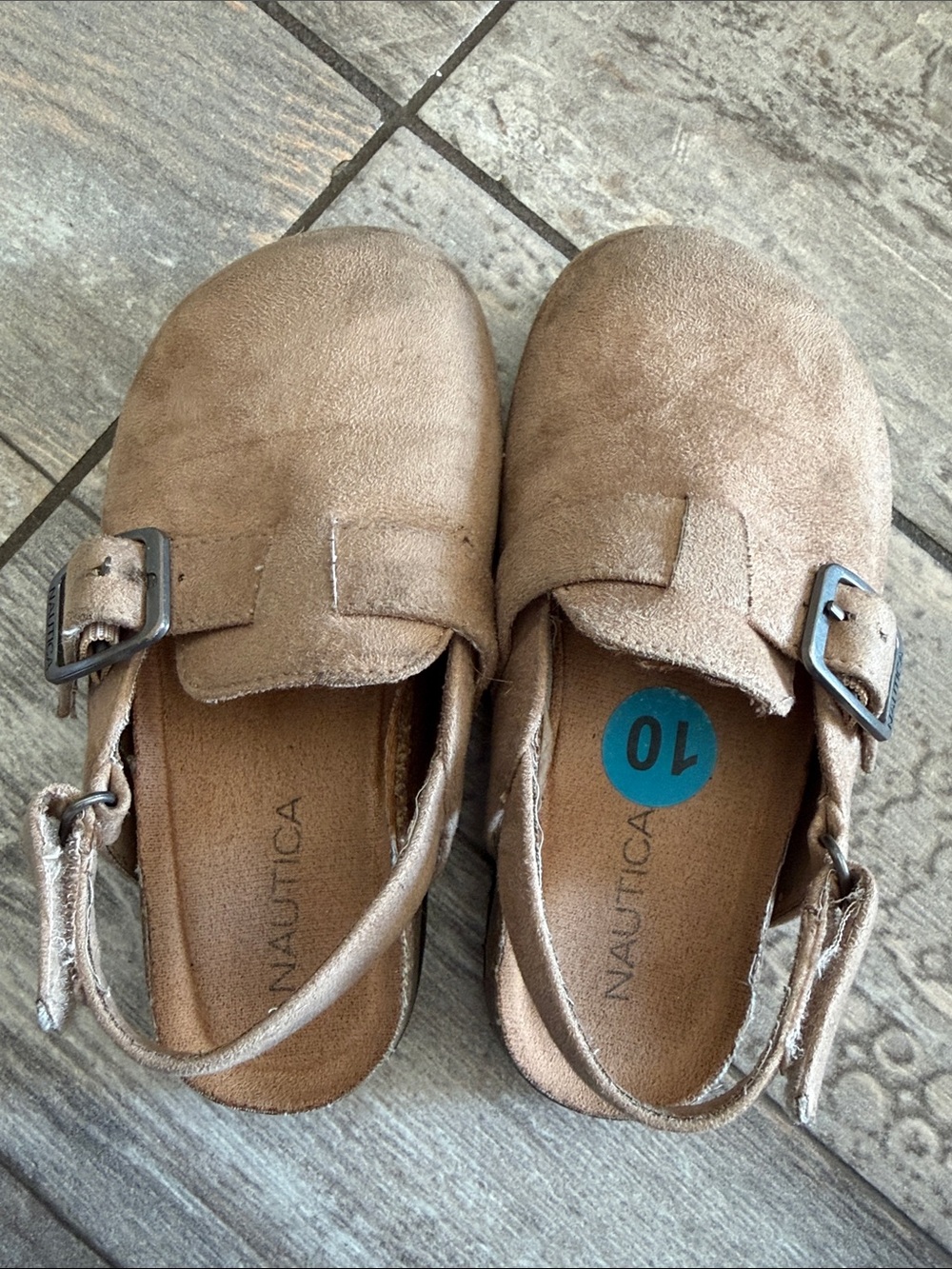 Nautica Kids Brown Suede Slip-On Clogs with Buckle Strap